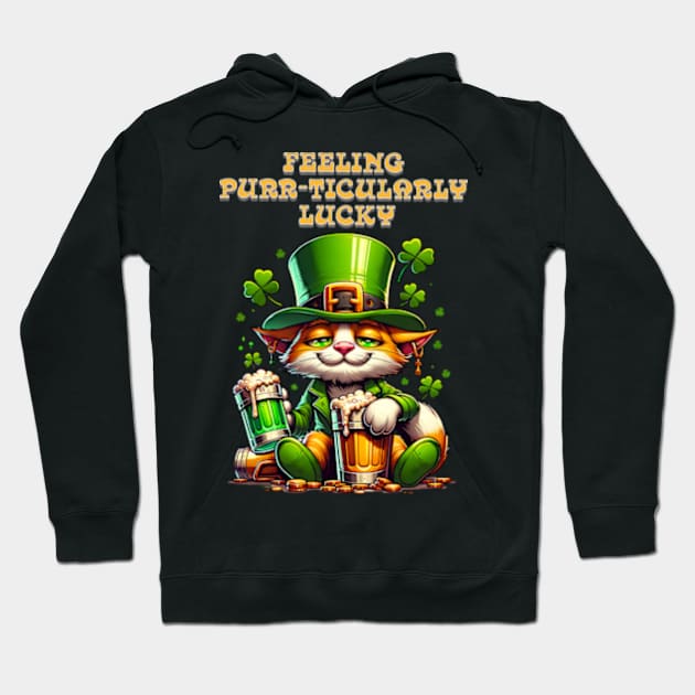 St Patricks day leprechaun cat - Feeling purr-ticularly lucky Hoodie by BrisaArtPrints